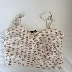 White and Purple Floral Tank